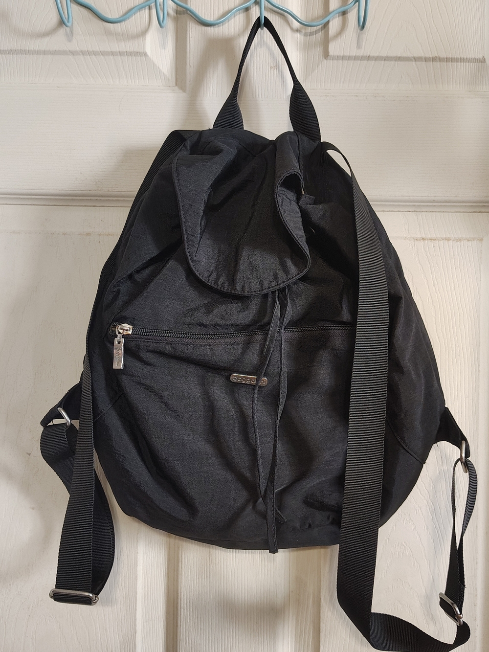 90s Baggallini Women Black Cinch Backpack Drawstring